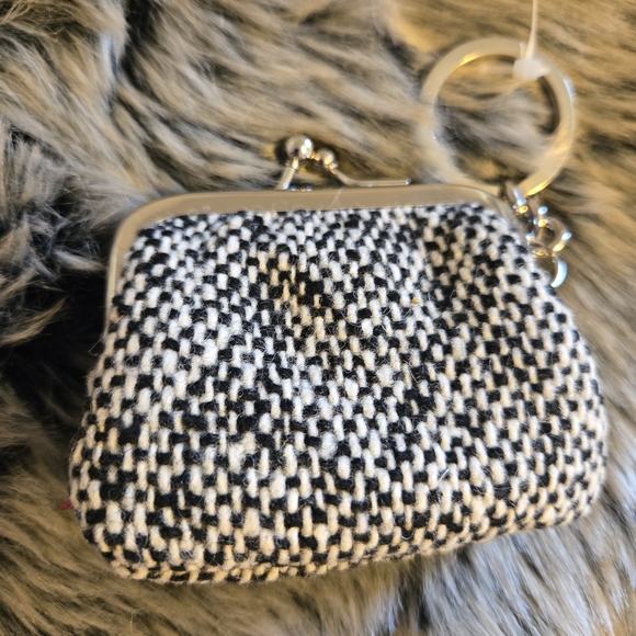 reserved Coach Houndstooth Coin Purse Swarovski Gem Charm & Pink Velvet Bow - Picture 6 of 8